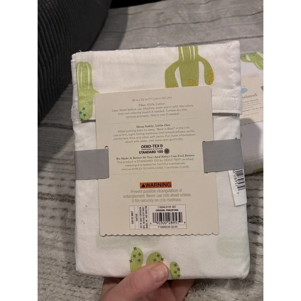 Fitted Crib Sheet Set Cloud Island 100% cotton w soft finish Green Cactus